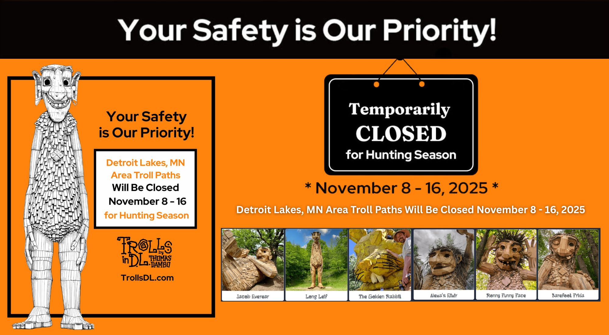 Detroit Lakes Troll Hunt - Detroit Lakes, MN Area Troll Paths Will Be Closed November 8 - 16, 2025 - Lodge on Detroit Lakes Local Guide