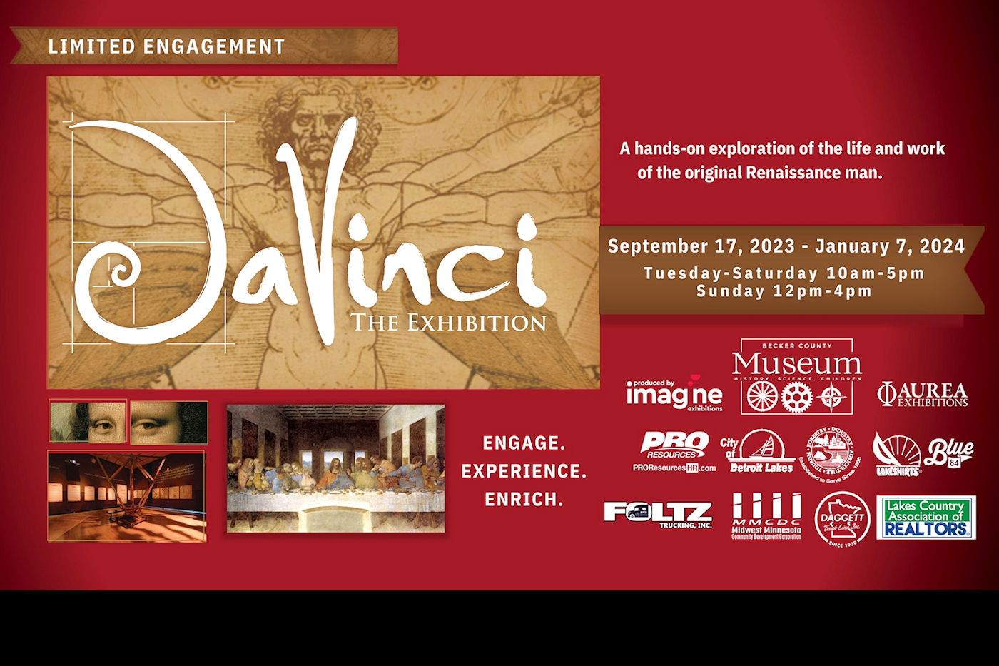 Da Vinci: The Exhibition at The Becker County Museum - Detroit Lakes Minnesota - September 17, 2023 - January 7, 2024