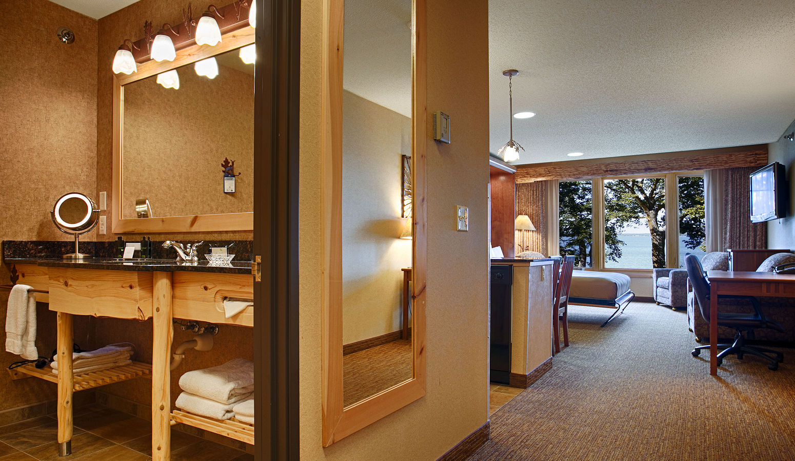 Beautiful lake views from your room or suite at The Lodge on Lake Detroit