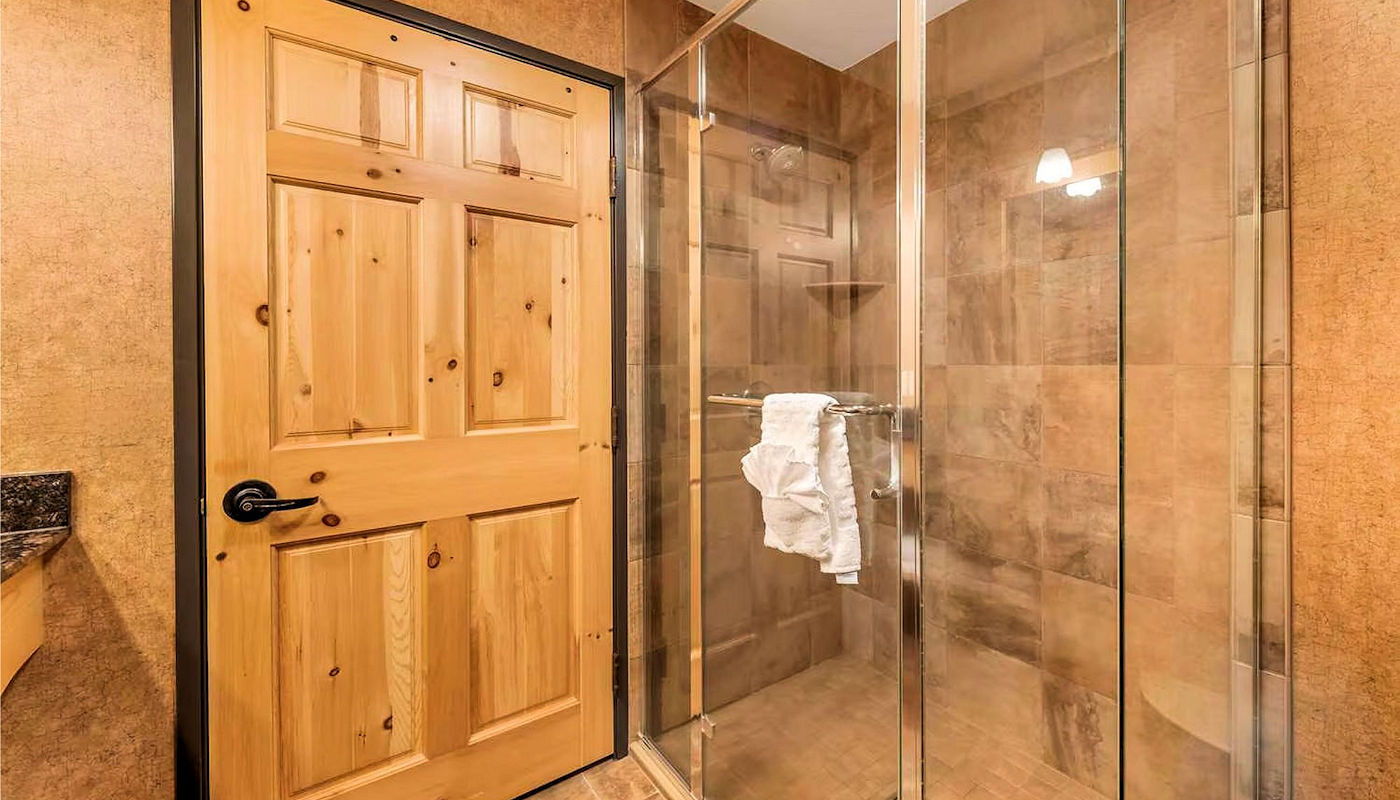 Luxury Walk-in Glass Shower – The Lodge on Lake Detroit Luxury Walk-in Glass Shower - The Lodge on Lake Detroit